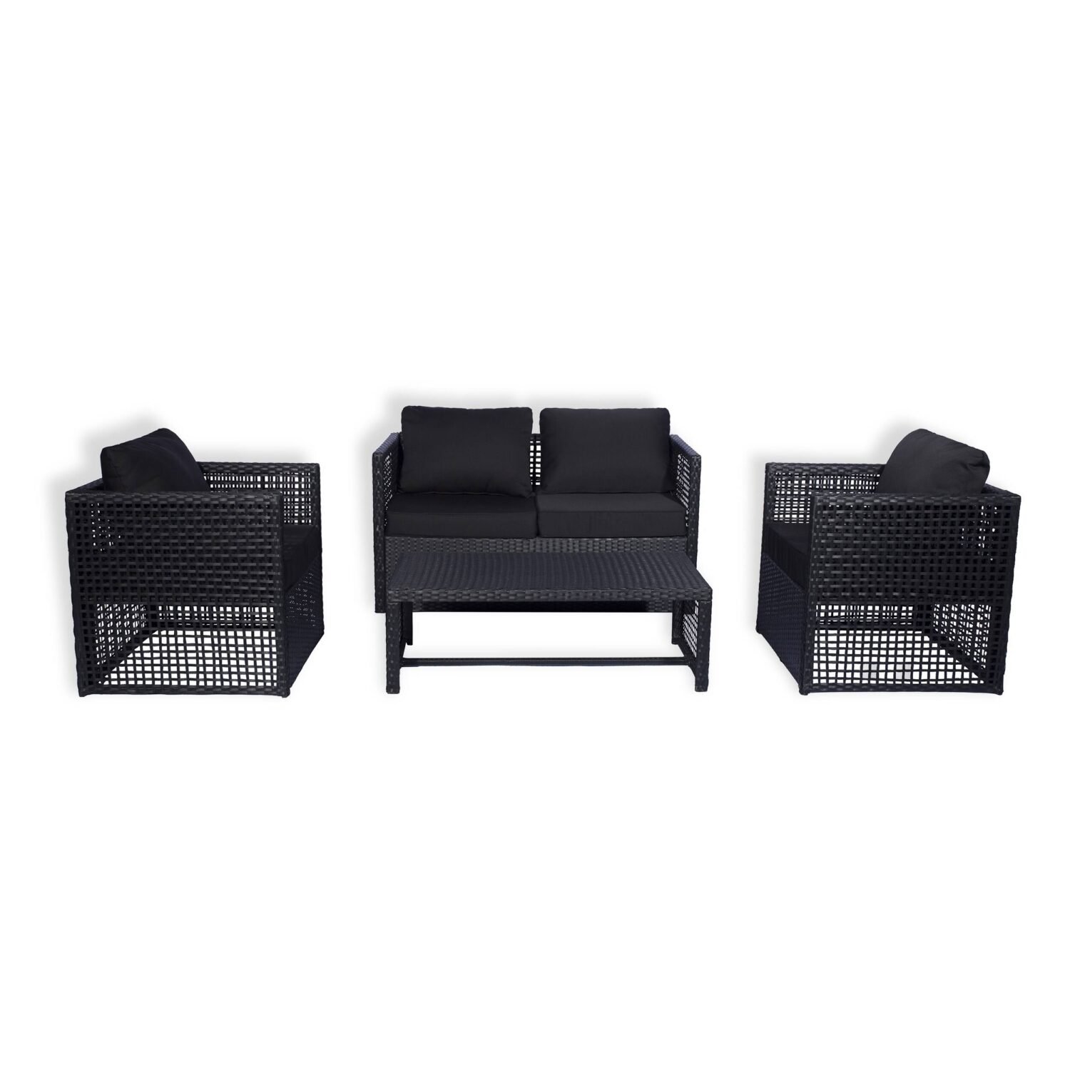 4 piece outdoor furniture conversation set (Black and Black) - Image 2