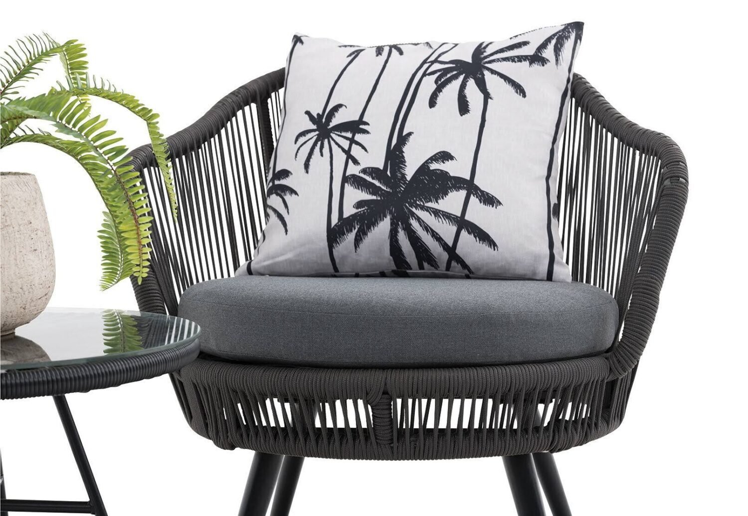 DEVOKO Patio Rope Furniture Set 3-Piece (Dark Grey & Grey) - Image 4