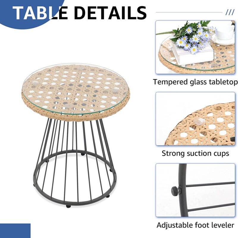 DEVOKO Indoor/Outdoor Bistro Set 3-Piece (Beige & Cream) - Image 3