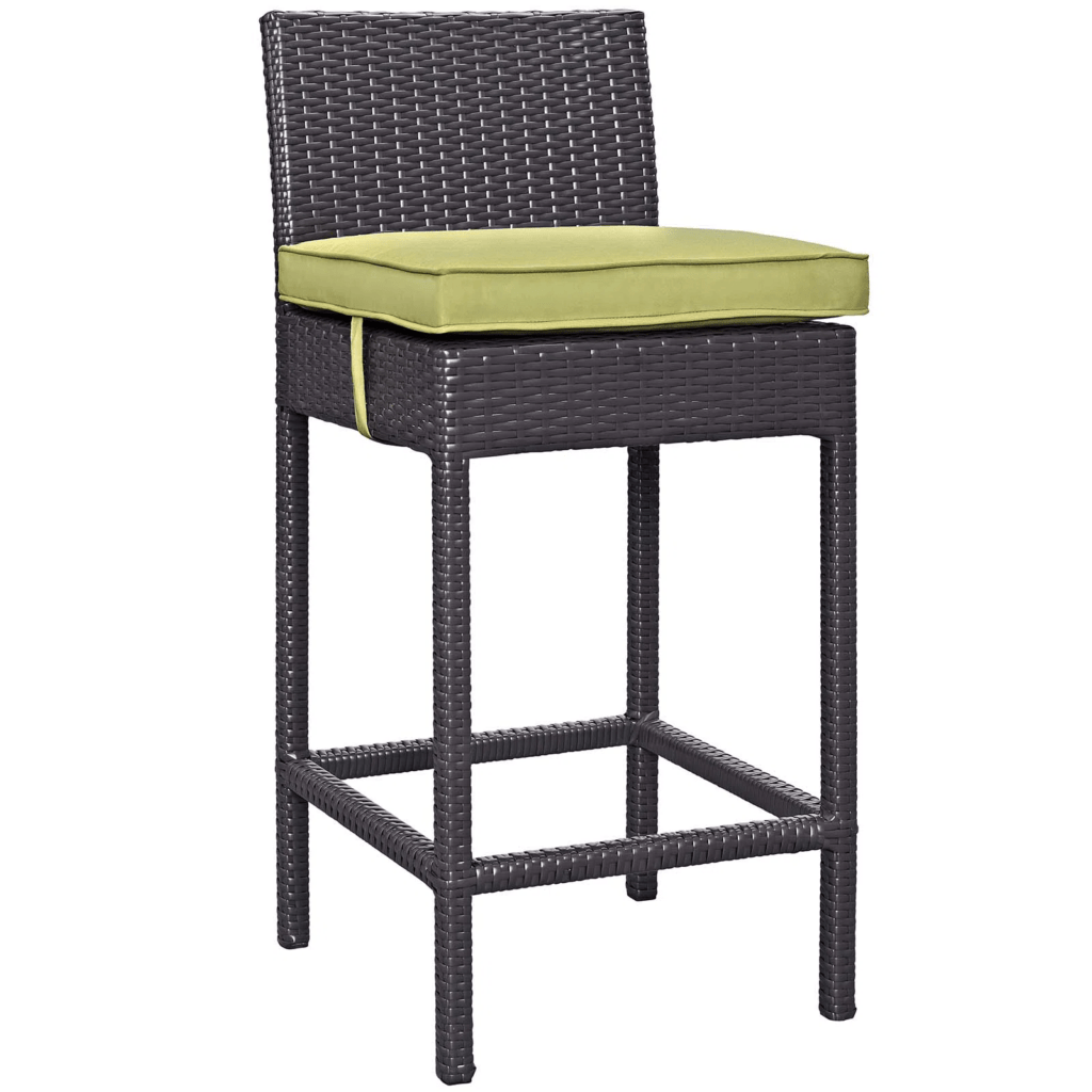 DEVOKO 5 Piece Patio Wicker Dining Bar Set Outdoor Rattan Furniture(Dark Brown & Green) - Image 3