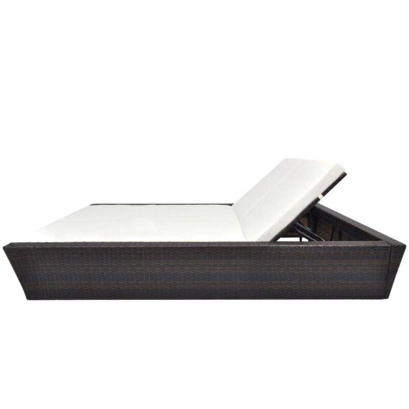 DEVOKO Outdoor Rattan Wicker Daybed (Dark Brown & White) - Image 4