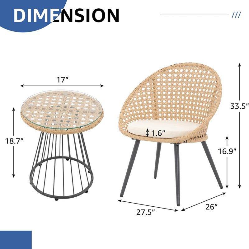 DEVOKO Indoor/Outdoor Bistro Set 3-Piece (Beige & Cream) - Image 2