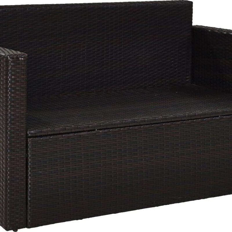DEVOKO Outdoor Wicker Patio Sofa Set (Dark Brown & Cream) - Image 5