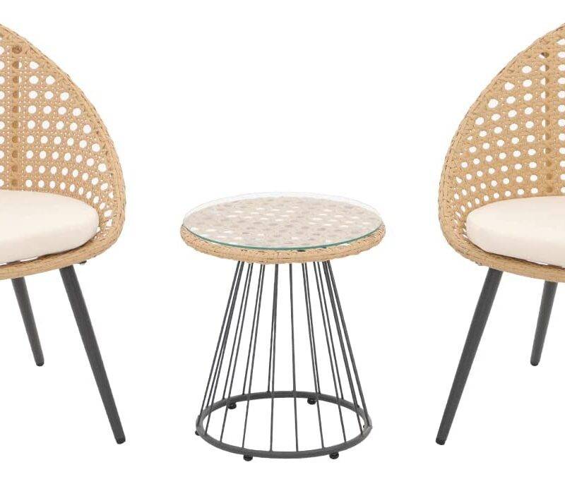 DEVOKO Indoor/Outdoor Bistro Set 3-Piece (Beige & Cream) - Image 4