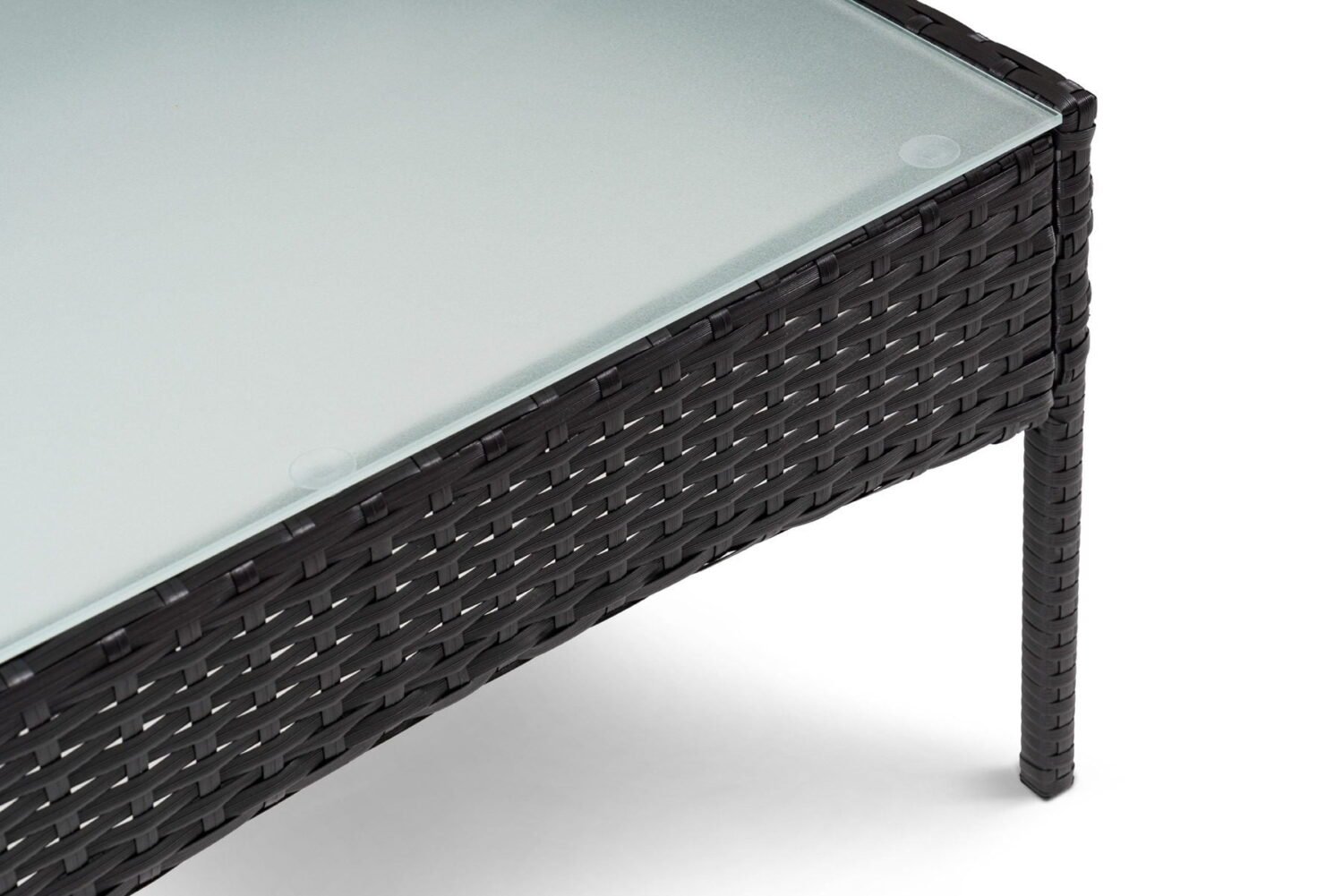 4-Piece Rattan Wicker Patio Furniture Set with Cushions and Glass Table (Black & Cream) - Image 3