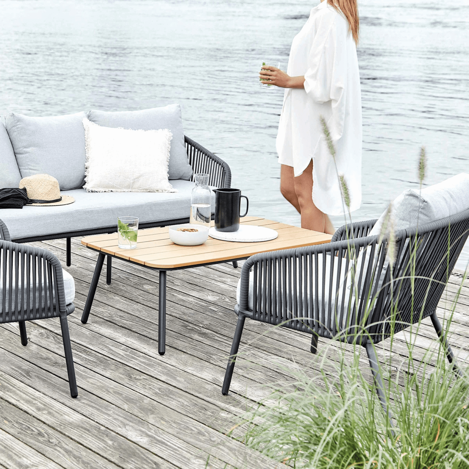 DEVOKO Outdoor Patio Sofa Set (Grey & Light Grey) - Image 7