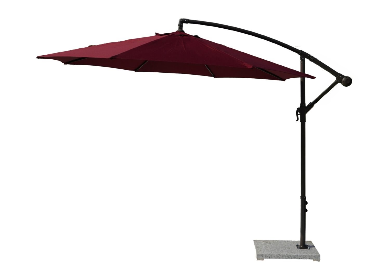 9 Ft Outdoor Offset Cantilever Patio Umbrella with Marble Base & Crank Handle for Backyard(Red) - Image 2