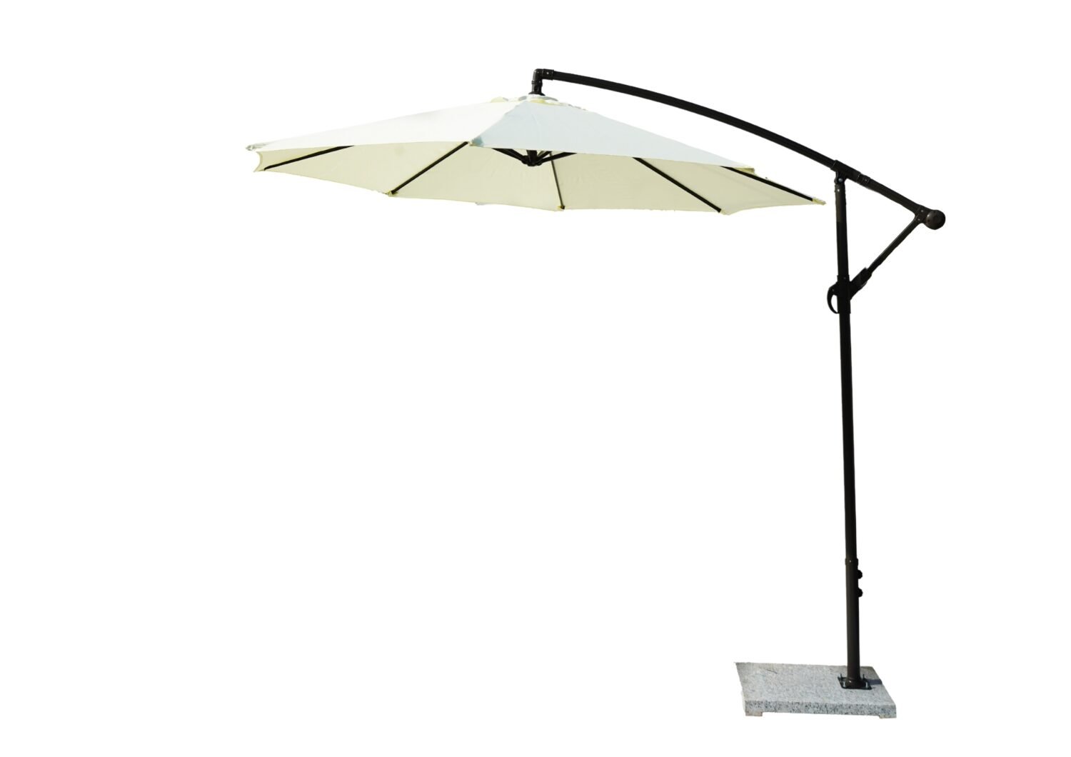 9 Ft Outdoor Patio Offset Cantilever Umbrella with Marble Base & Crank Handle for Garden(Off-white) - Image 2