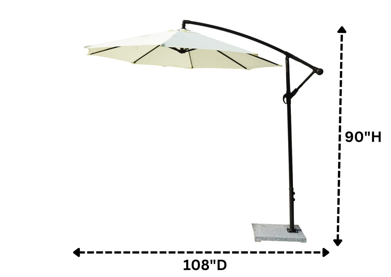 9 Ft Outdoor Patio Offset Cantilever Umbrella with Marble Base & Crank Handle for Garden(Off-white) - Image 3
