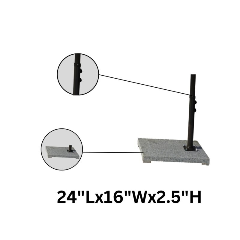 9 Ft Outdoor Offset Cantilever Umbrella with Marble Base & Crank Handle for Poolside Area (Green) - Image 4