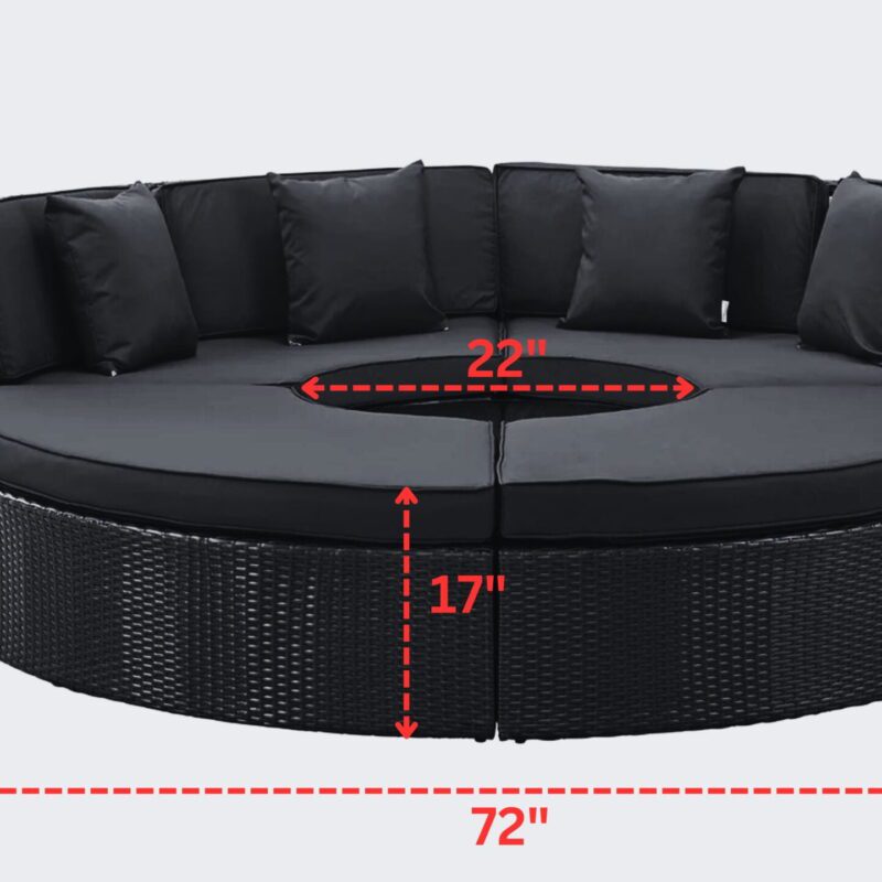 Wicker Outdoor Patio Round Daybed With Coffee Table(Dark Brown & Orange) - Image 2