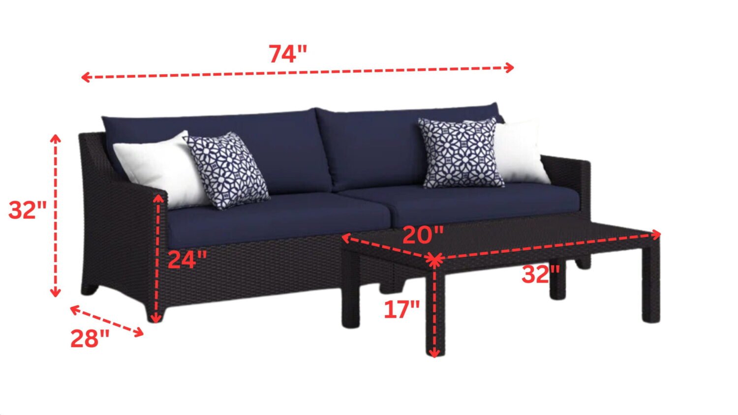 Dark Brown 3-Seater Outdoor Rattan Wicker Loveseat Couch Furniture with Waterproof Cushioned Sofa and Center Table - Image 2