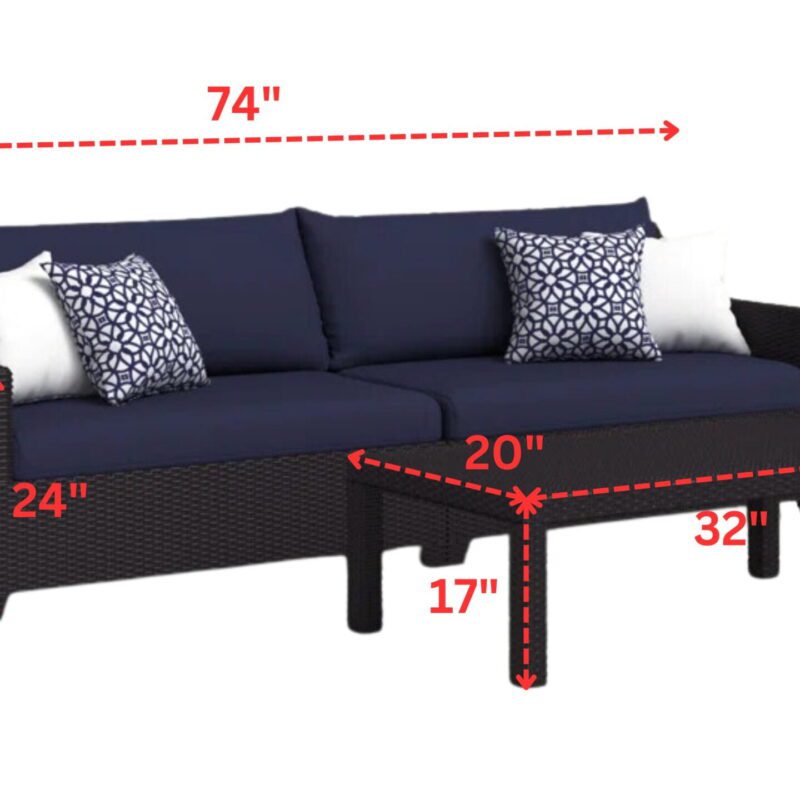 Dark Brown 3-Seater Outdoor Rattan Wicker Loveseat Couch Furniture with Waterproof Cushioned Sofa and Center Table - Image 2