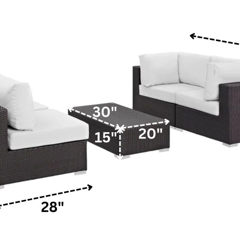 4 Piece Waterproof Patio Garden Wicker Furniture Set (Dark Brown & White) - Image 2