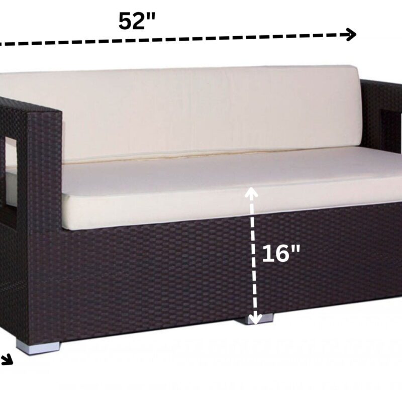 3 Seater Wicker Patio Loveseat Sofa (Dark Brown & Cream) - Image 2