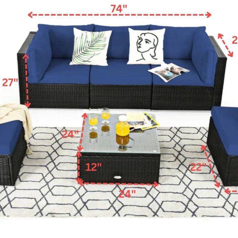 Black Wicker 4 Piece Outdoor All Weather Resistant Sofa Set and Coffee Table - Image 2