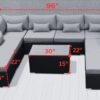 Outdoor 8 Seater Black Rattan Sectional Sofa Set with Red Cushions - Image 2