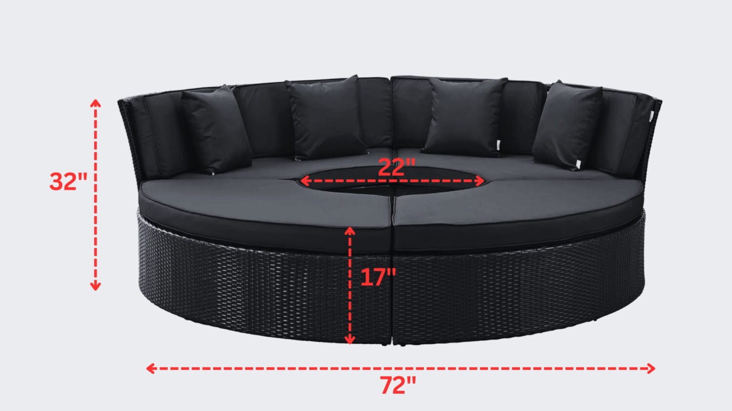 Wicker Outdoor Patio Round Daybed With Coffee Table(Dark Brown & White) - Image 2
