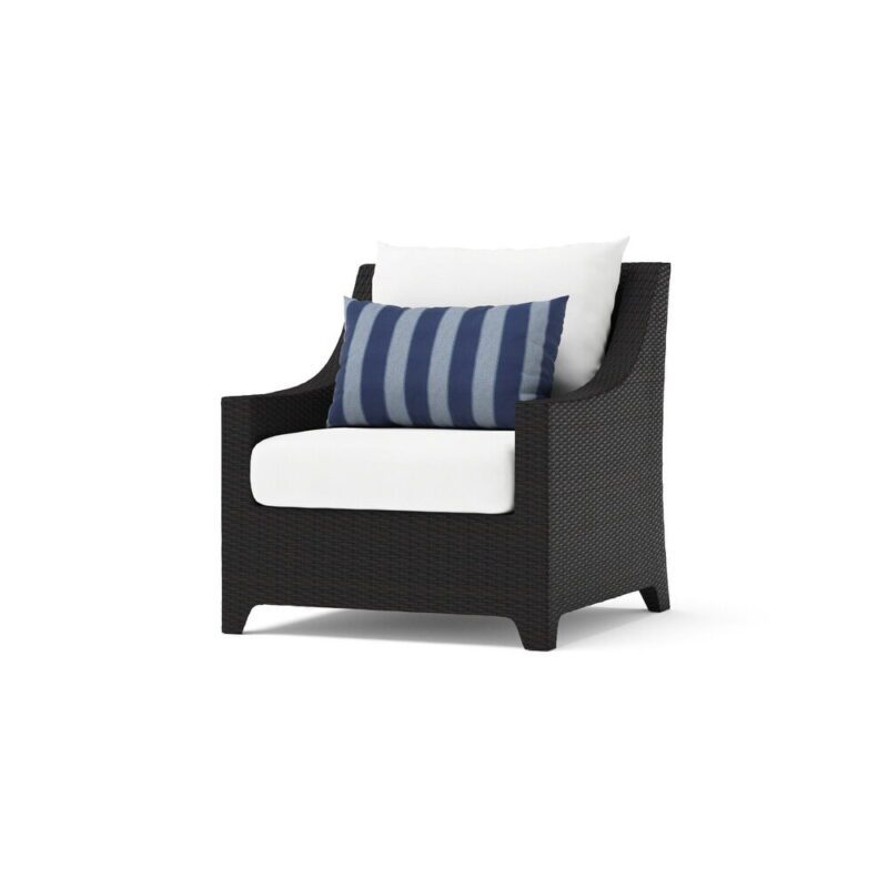All Weather Outdoor Wicker Garden Sectional Conversation Set with Side and Center Table(Dark Brown & White) - Image 3