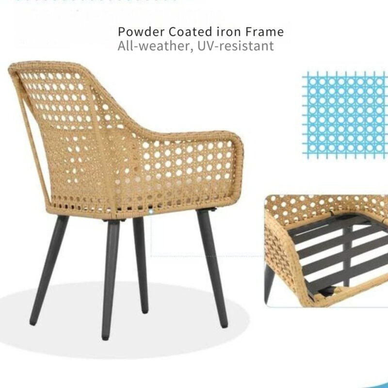 5 Piece Wicker Outdoor Indoor Space Saving Dining Set(Beige & Cream)Table Without Glass Top - Image 4