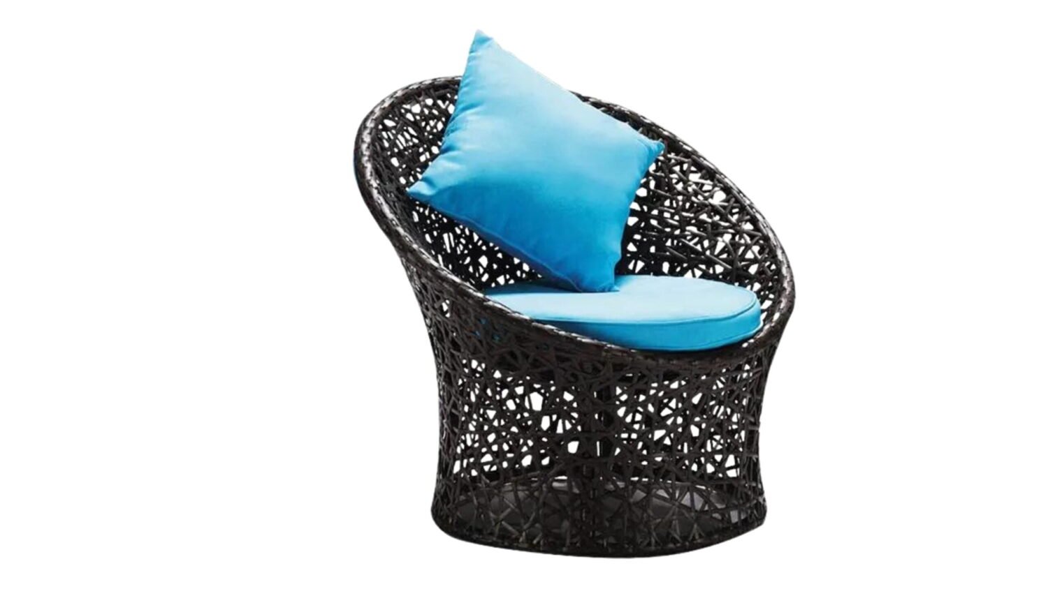 Black & Sky Blue 3-Piece Rattan Patio Set - Image 5