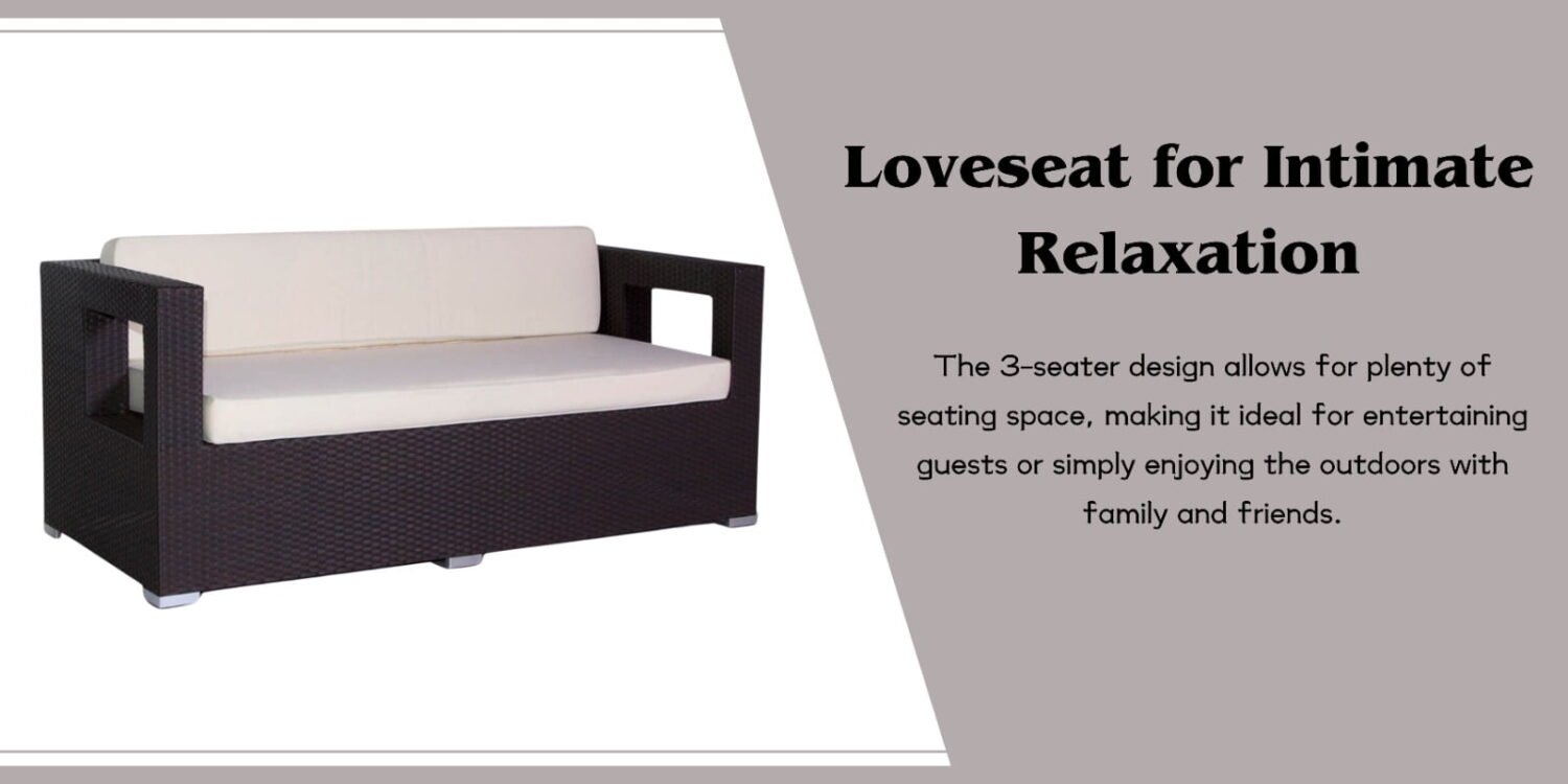3 Seater Wicker Patio Loveseat Sofa (Dark Brown & Cream) - Image 5