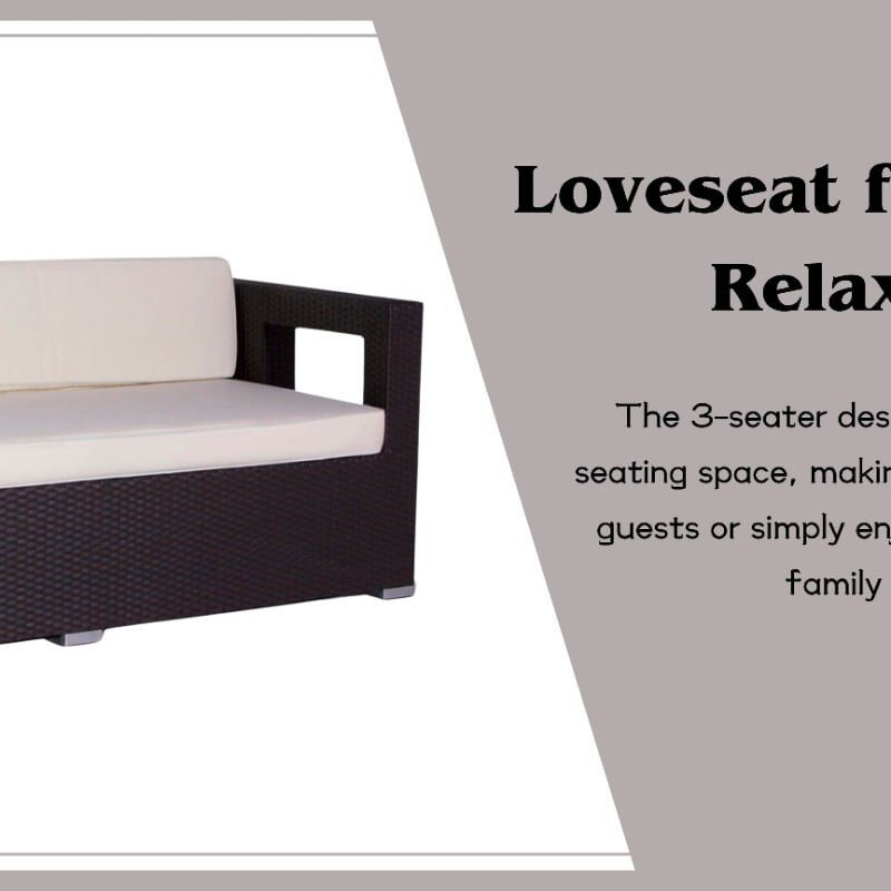 3 Seater Wicker Patio Loveseat Sofa (Dark Brown & Cream) - Image 5