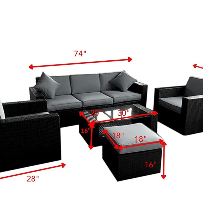 5 Piece Conversation Wicker Sofa Set with Center Table - Image 2