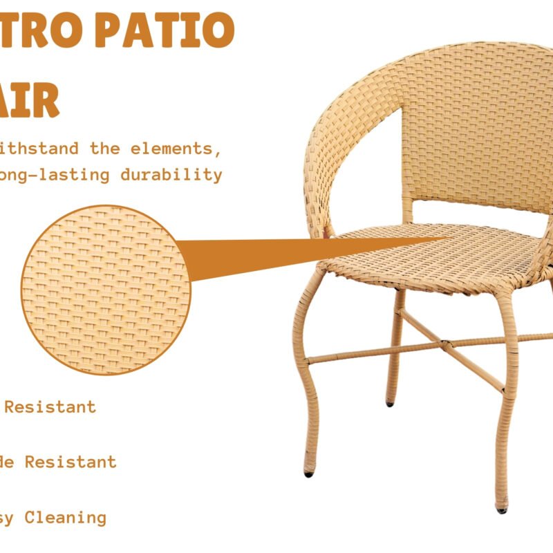 Wicker Rattan Chair & Table Set