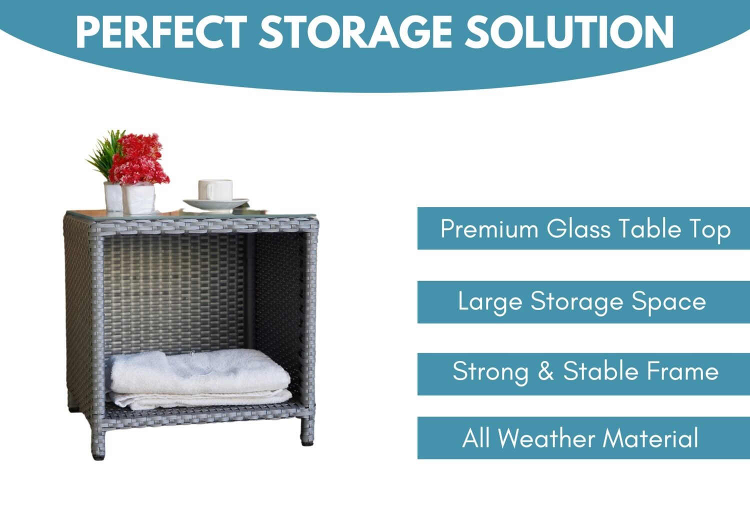 All Weather Wicker Patio 5 Piece Furniture (Silver Grey & Sky-Blue) - Image 6