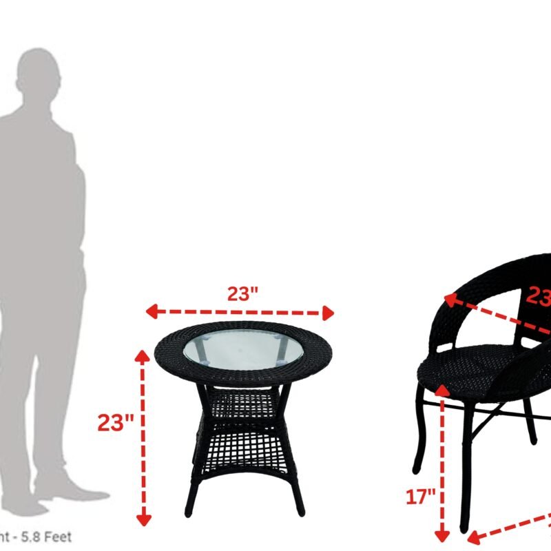5-Piece Outdoor Rattan Wicker Patio Bistro Set (Black) - Image 3