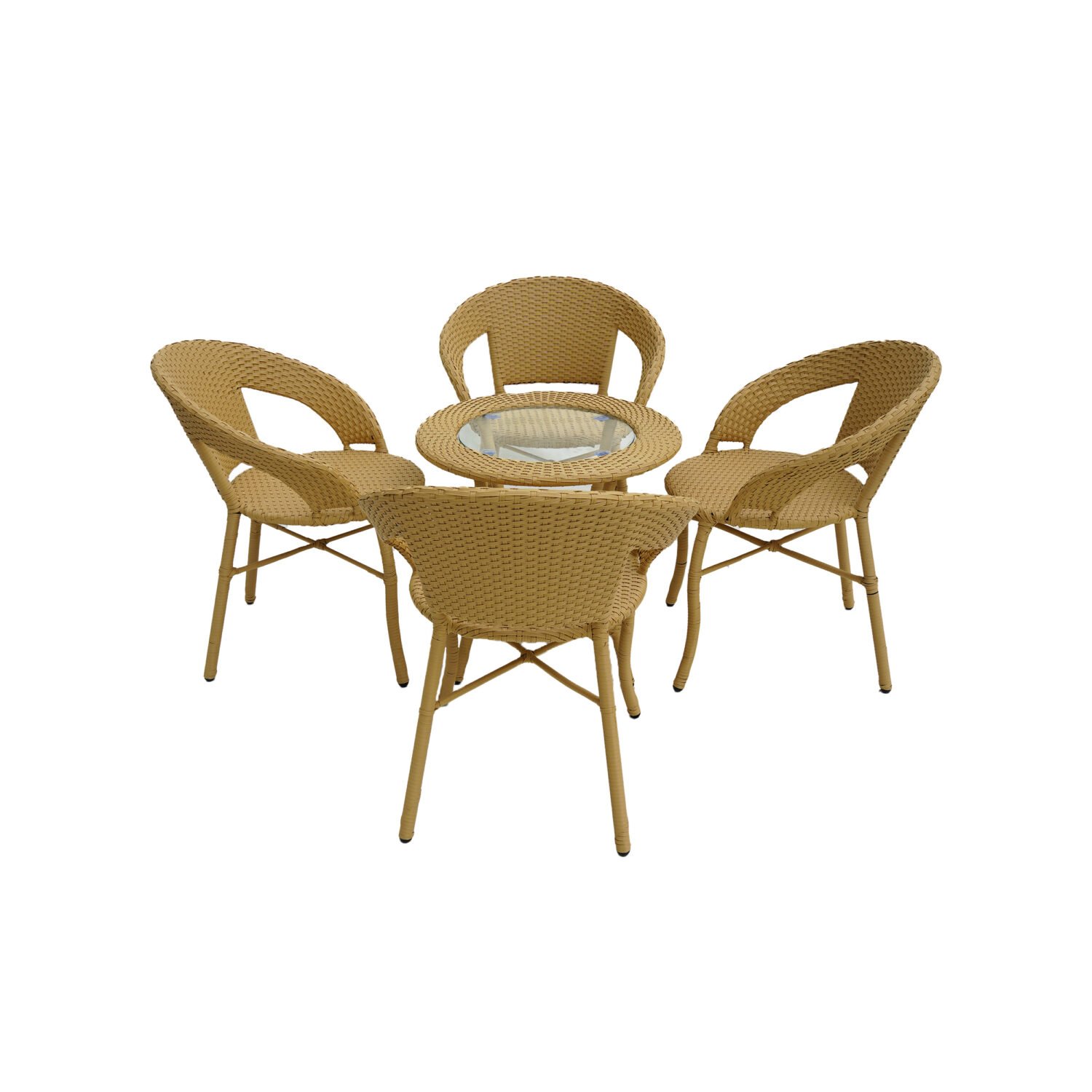 5-Piece Outdoor Rattan Wicker Patio Bistro Set (Beige) - Image 5