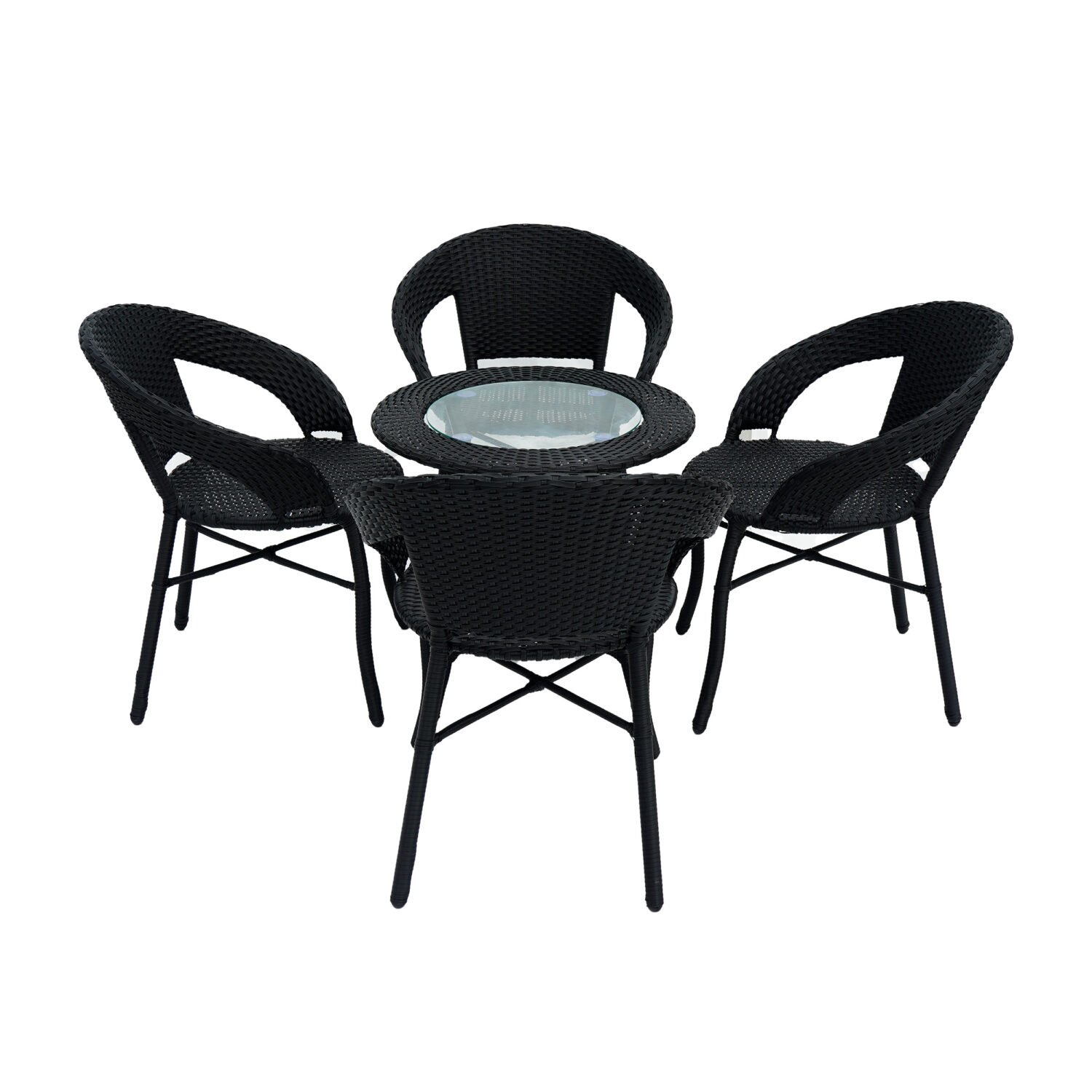 5-Piece Outdoor Rattan Wicker Patio Bistro Set (Black) - Image 5