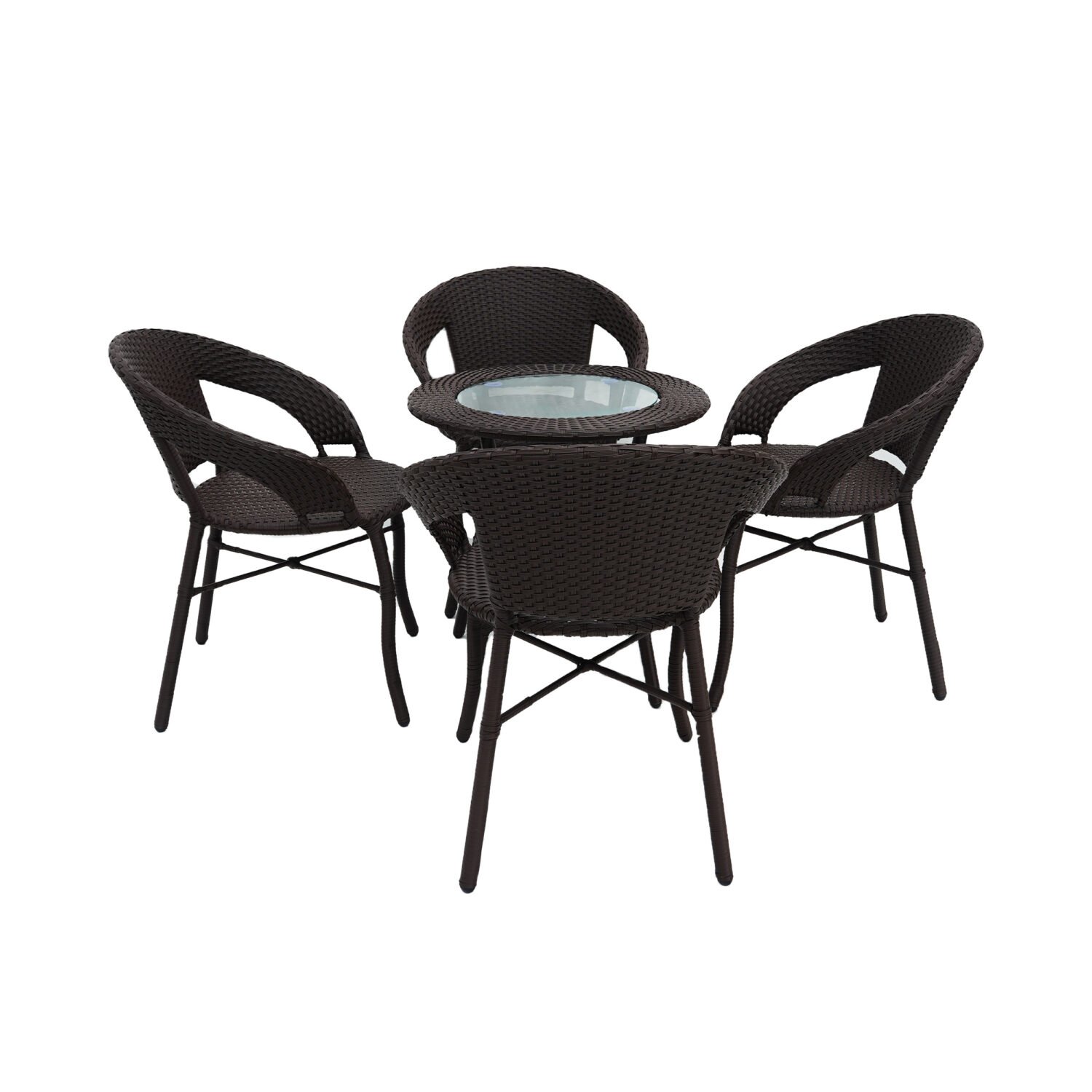 5-Piece Outdoor Rattan Wicker Patio Bistro Set (Dark Brown) - Image 5