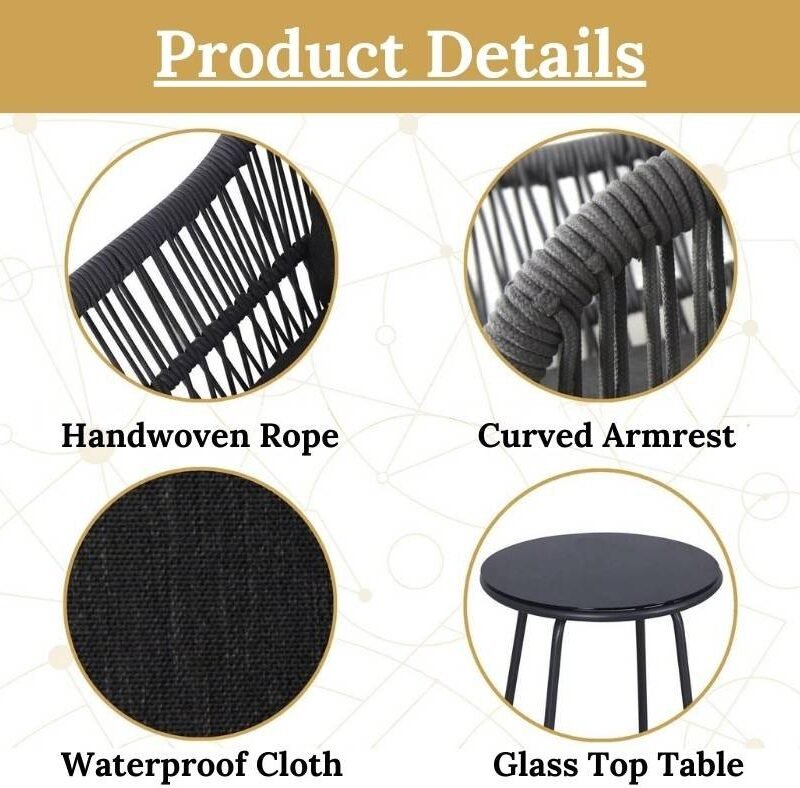 3-Piece Outdoor Conversation Set – Dark Grey - Image 4