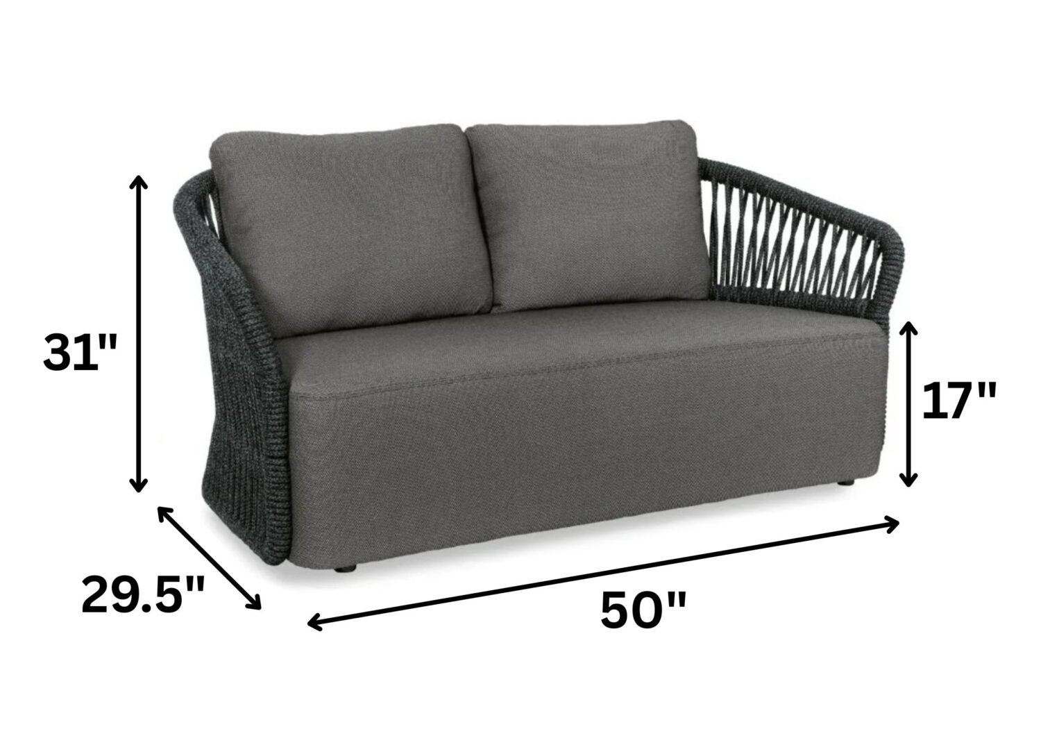 4-Piece Outdoor Braid & Rope Sofa Set (Grey) - Image 2