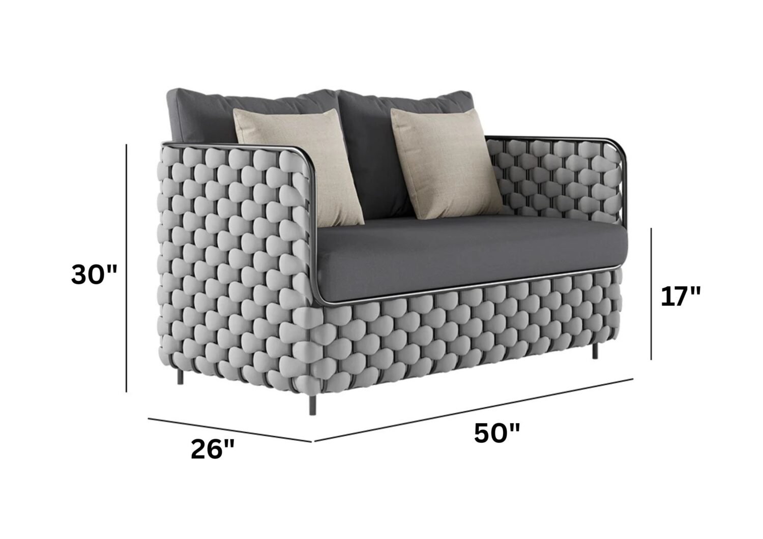 4 Piece Outdoor Rope Sofa Set with HPL Top Coffee Table (Light Grey & Dark Grey) - Image 2