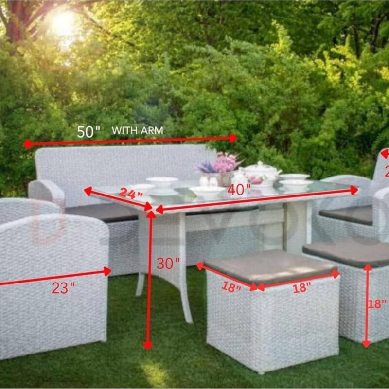 Buffy Rattan Wicker Patio Set (White/Grey) - Image 2