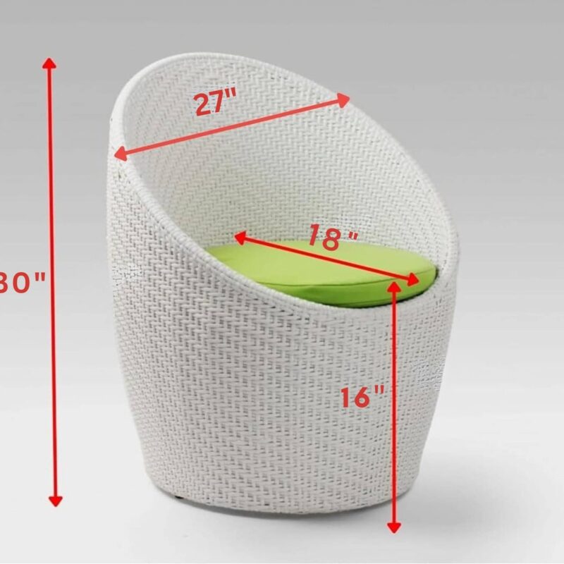 3-Piece Rattan Patio Set: White & Light Green Wicker Outdoor Furniture - Image 2