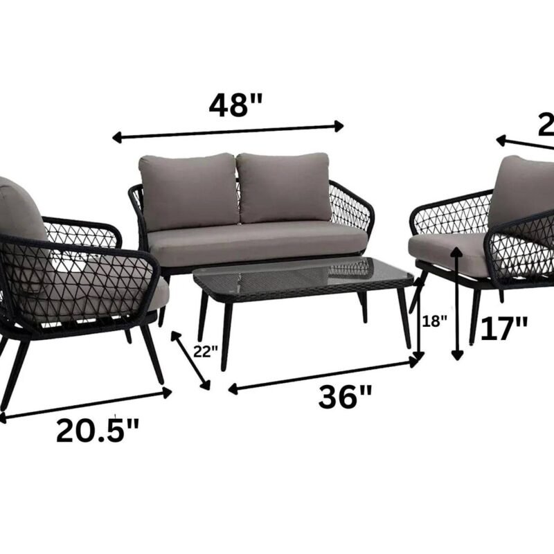Rope Patio Furniture Set (Black & Grey) - Image 2