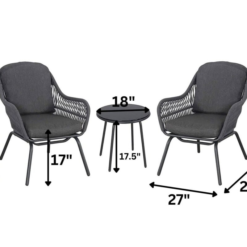 3-Piece Outdoor Conversation Set – Dark Grey - Image 2