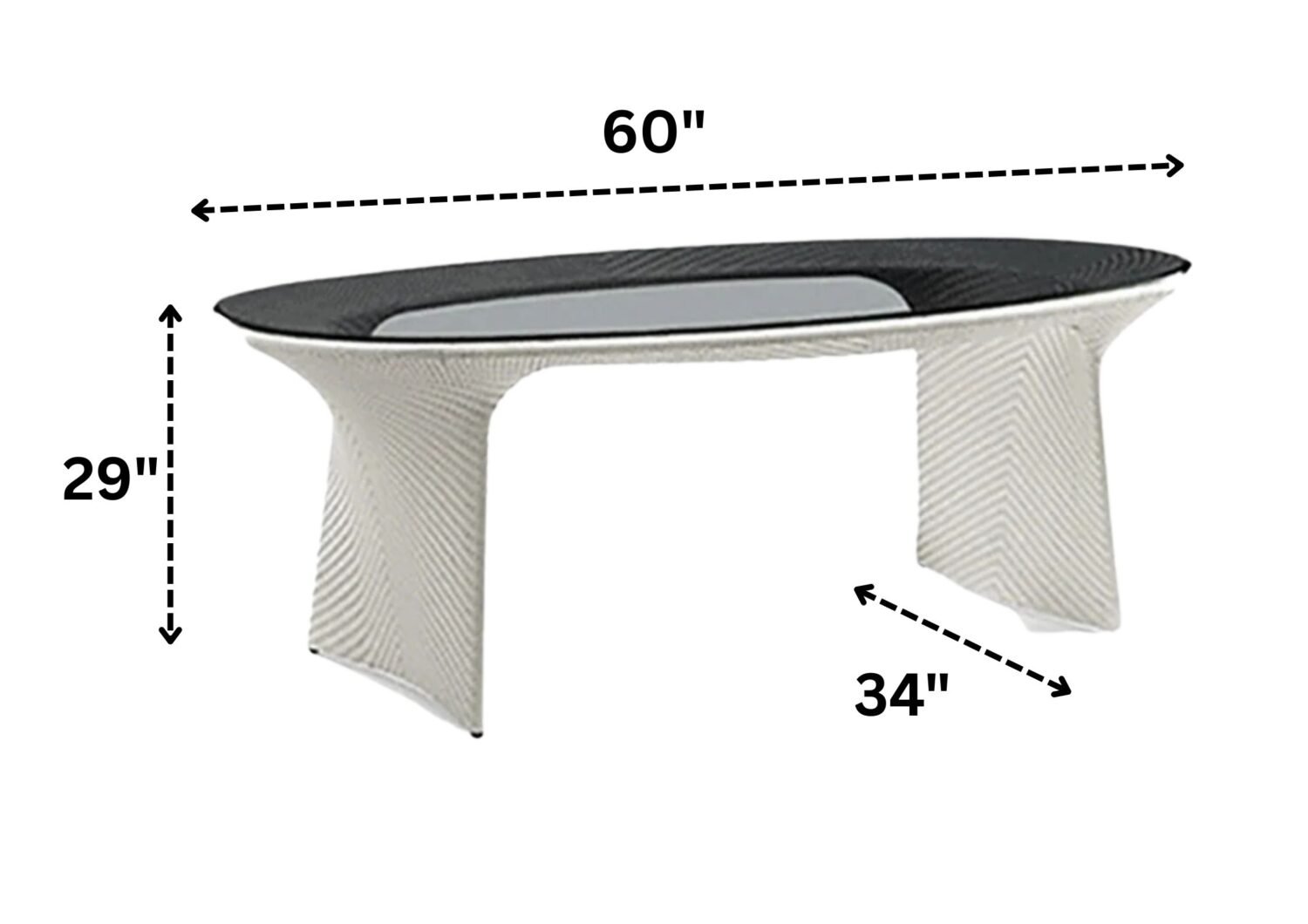 7 Pieces Outdoor Wicker Dining Set with Double Tone Armchairs (White)(Table Without Glass Top) - Image 3