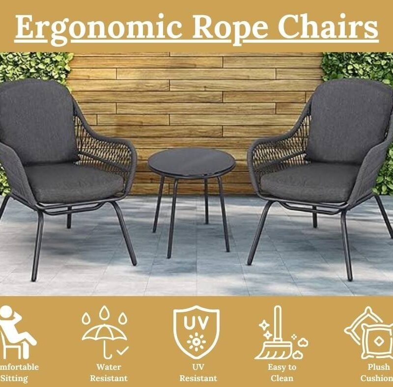 3-Piece Outdoor Conversation Set – Dark Grey - Image 6