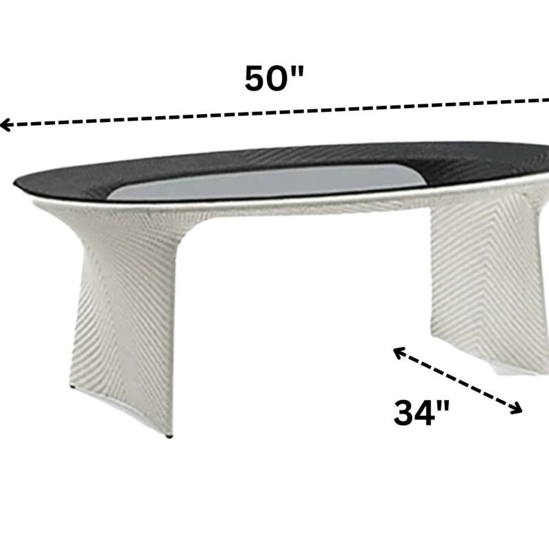 5 Pieces Outdoor Wicker Dining Set with Double Tone Armchairs (White)(Table Without Glass Top) - Image 3