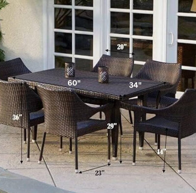 7-Piece Rattan Patio Dining Set: Outdoor Conversation Set (Dark Brown Wicker) - Image 2
