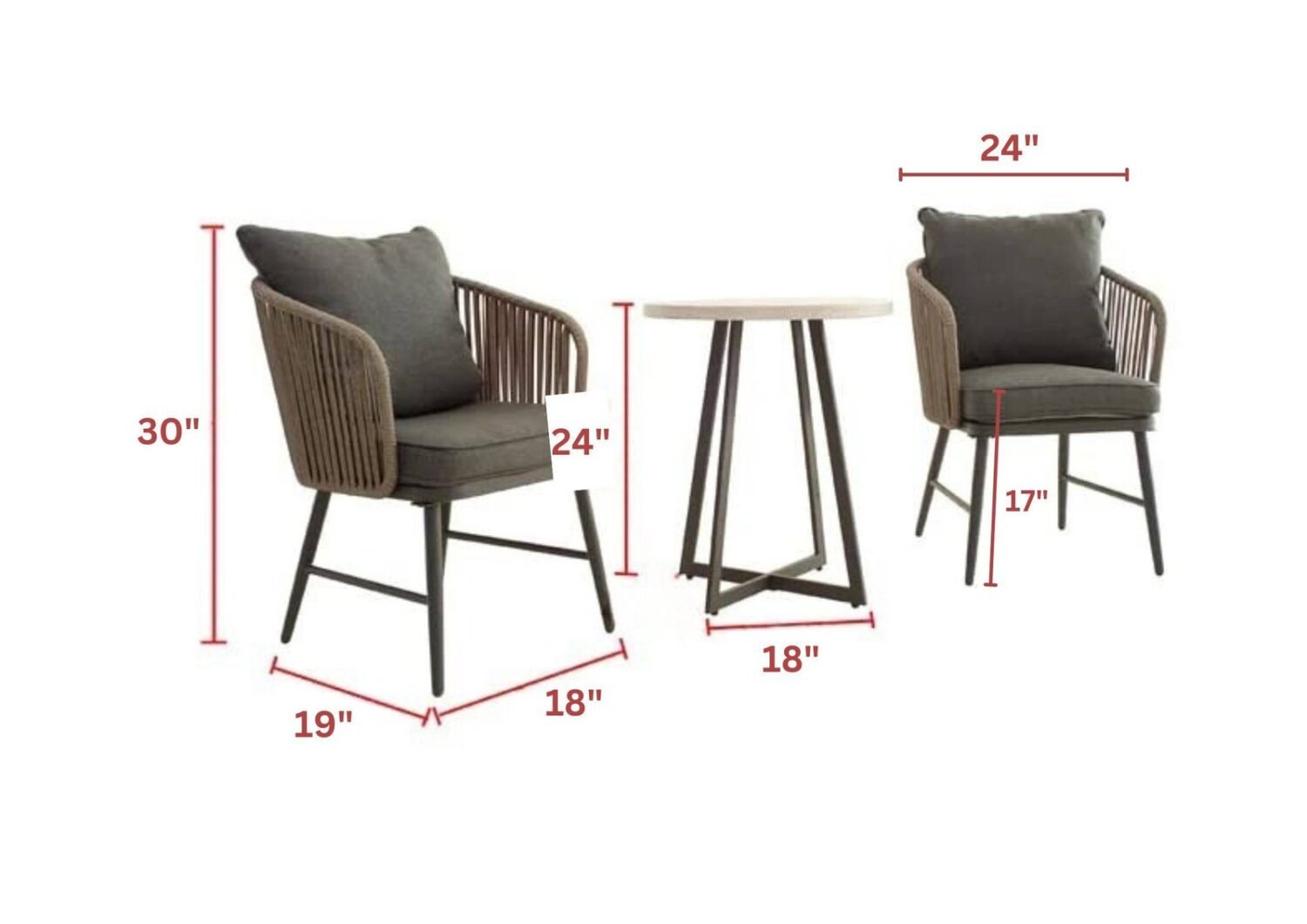 3-Piece Devoko Patio Furniture Set - Dark Brown/Black - Image 2