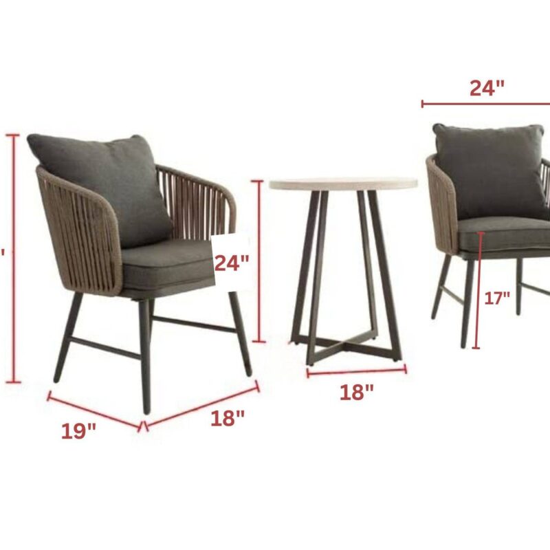 3-Piece Devoko Patio Furniture Set - Dark Brown/Black - Image 2