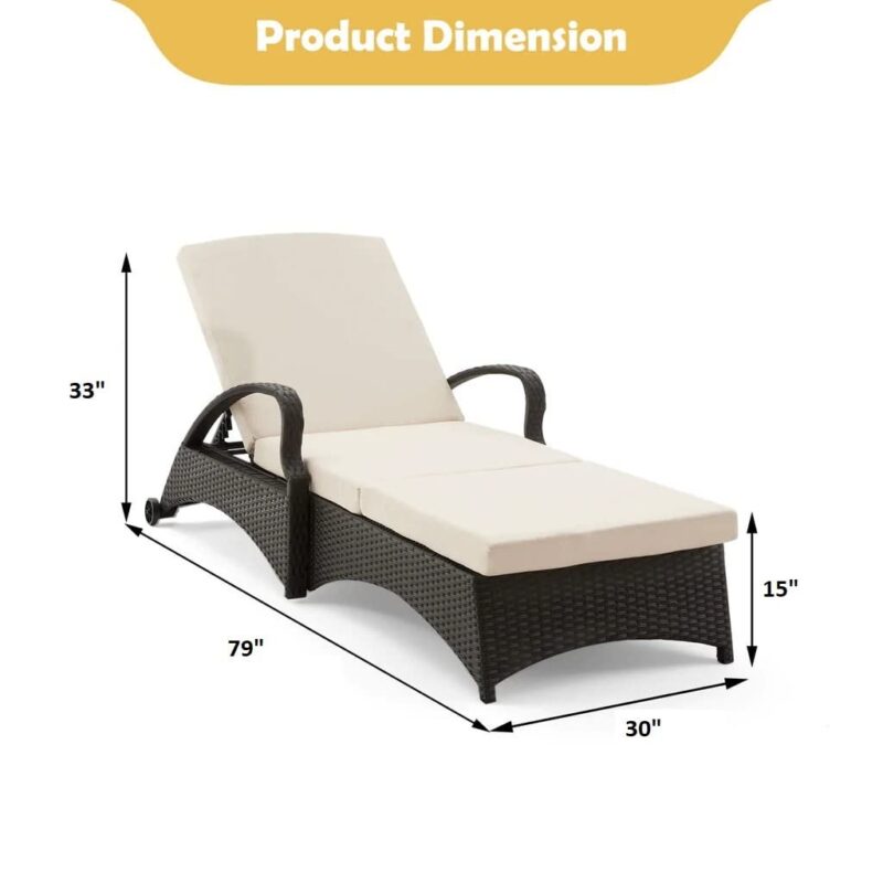 DEVOKO Patio Wicker Lounge Chair with Cushion (Dark Brown/Cream) - Image 2