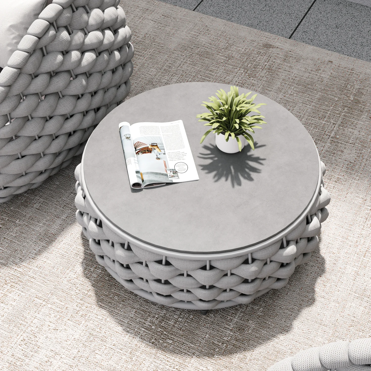 3-Piece Bird's Nest Shape Outdoor Rope Patio Set (Silver Grey & Dark Grey) - Image 8