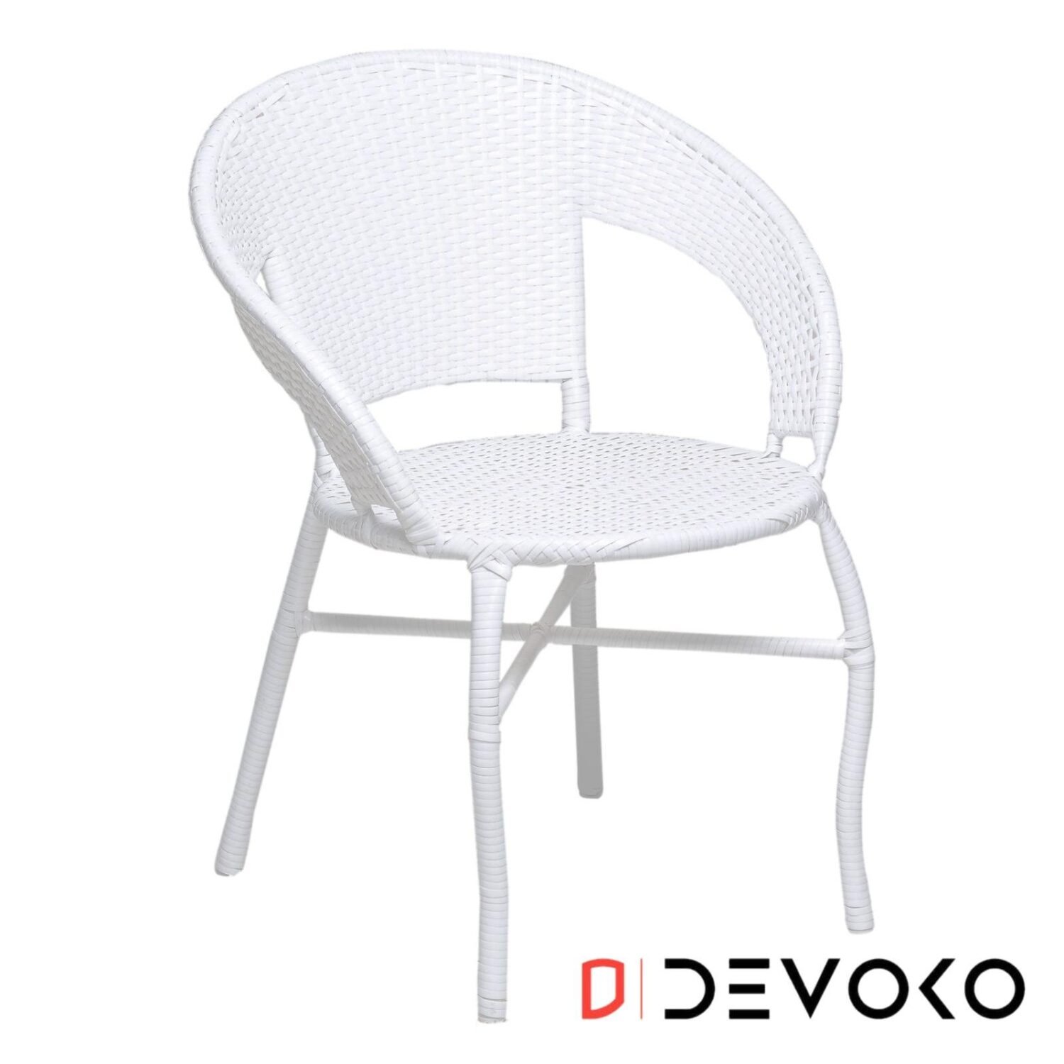 3-Piece Wicker Patio Furniture Set: White Outdoor Chairs and Coffee Table - Image 3